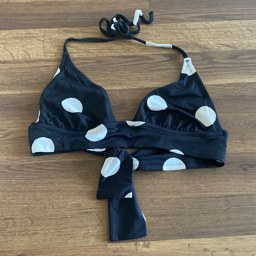 Black and White Polka Dot Bikini Top